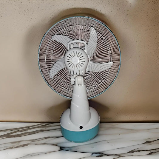 Generic AC/DC Rechargeable Oscillating Fan, White, Medium Size, 2 Speeds, 18W, 230V, CMF-01